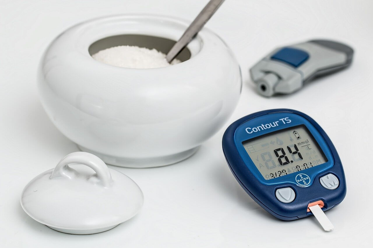 Photo of various instruments that people use to manage their diabetes