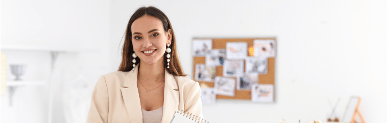 Recipient of transportation scholarships stands in her office